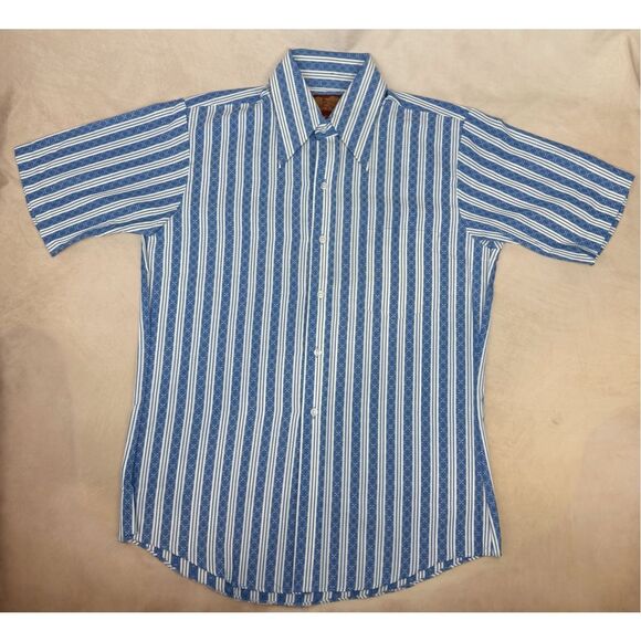 Vintage Sears Kings Road 1970s Button Up Shirt Dagger Collar Size Medium - Picture 1 of 10